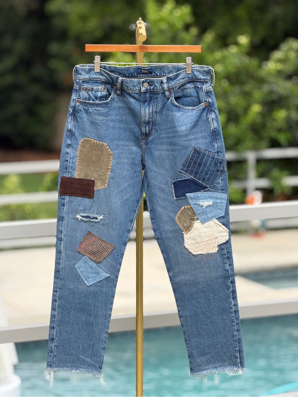 Vintage Patchwork Blue Women's Jeans